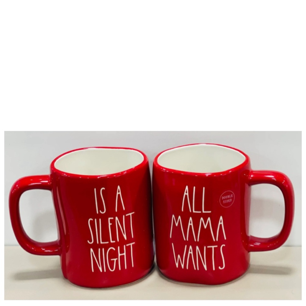 NEW Rae Dunn All Mama Wants For Christmas Is A Silent Night Mug 16 oz Santa Red